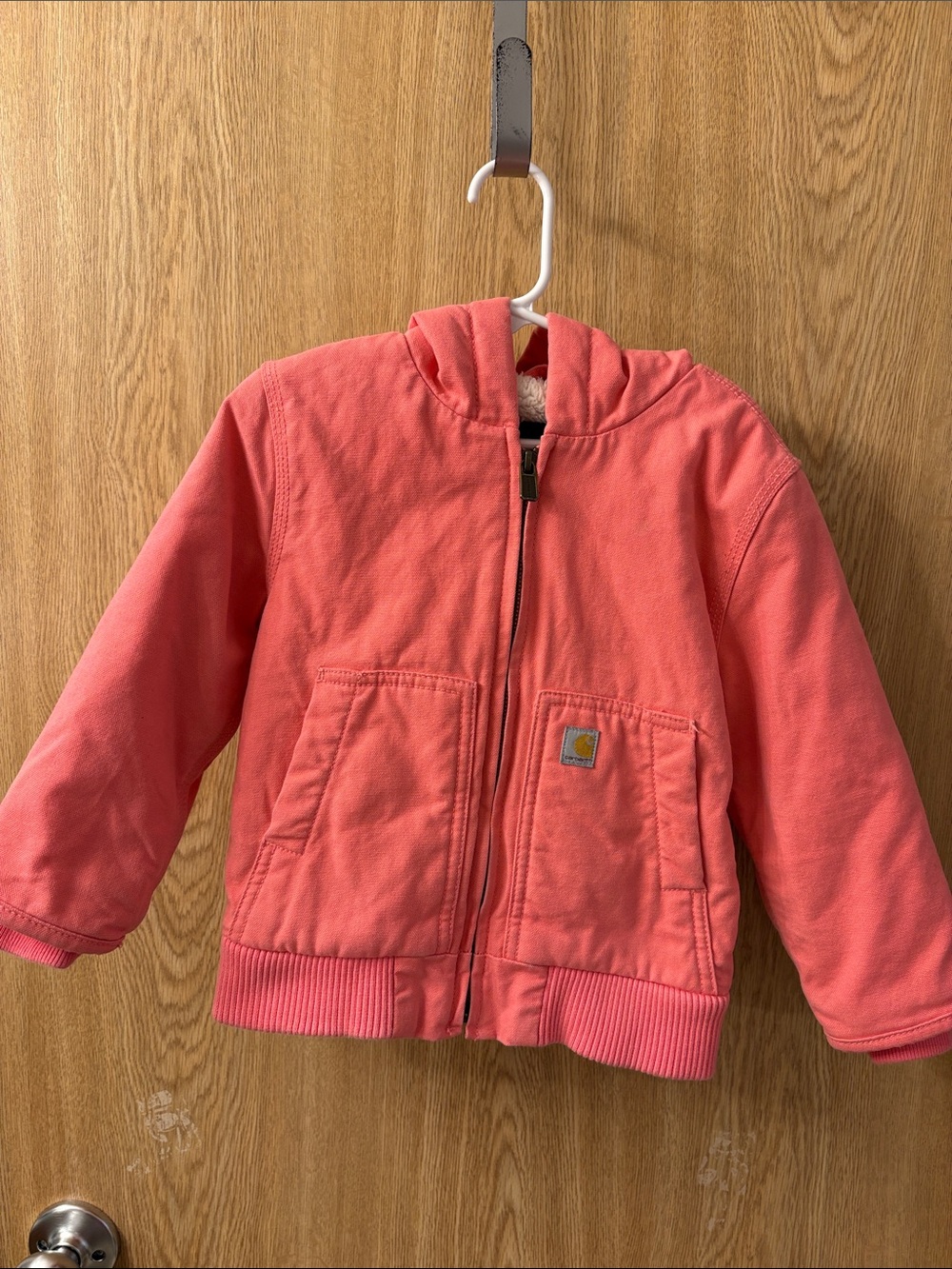Carhartt Girls' Coral Pink Hooded Puffer Jacket